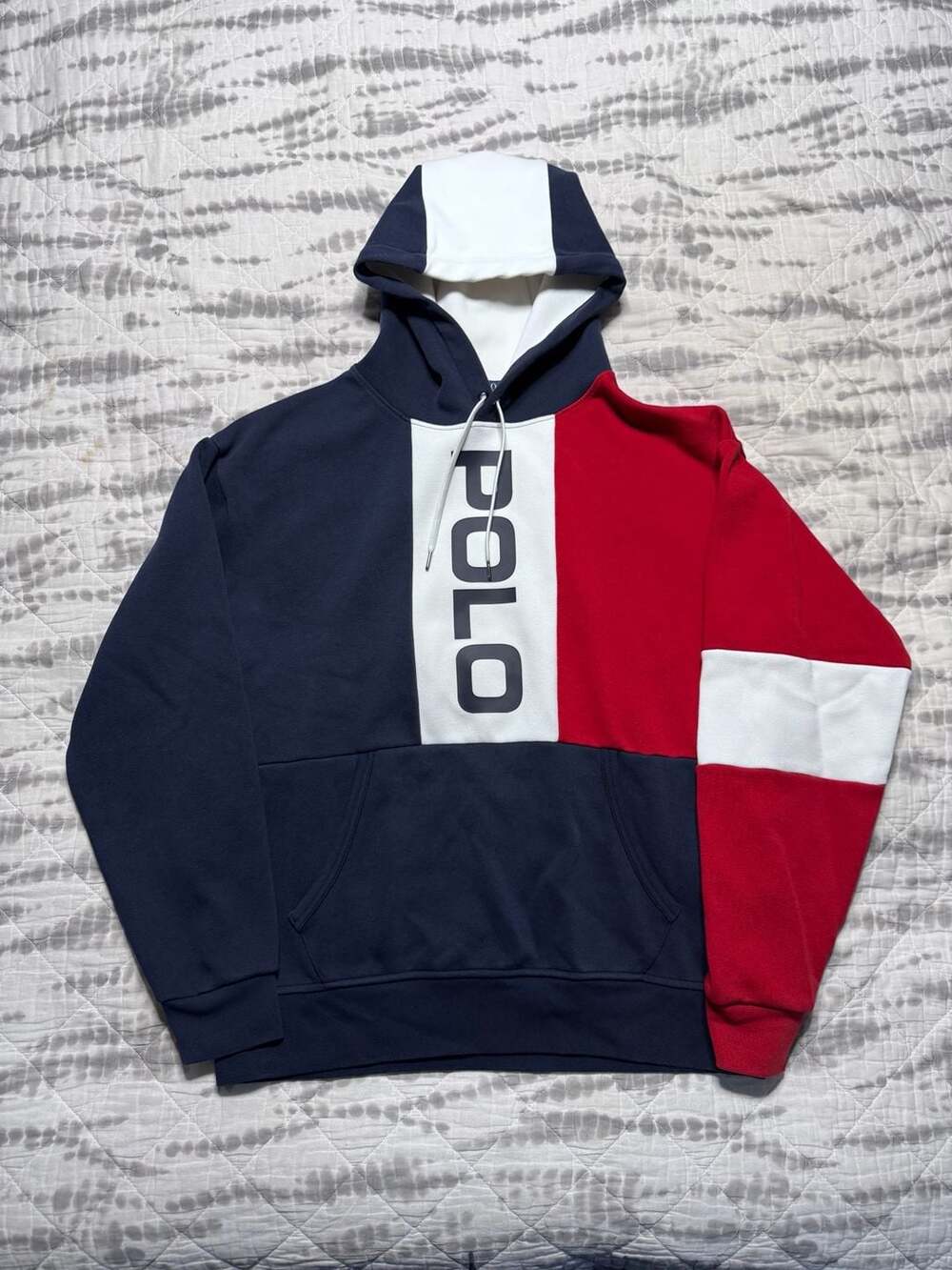 Polo Ralph Lauren Men’s Medium Red Navy Colorblock Hoodie